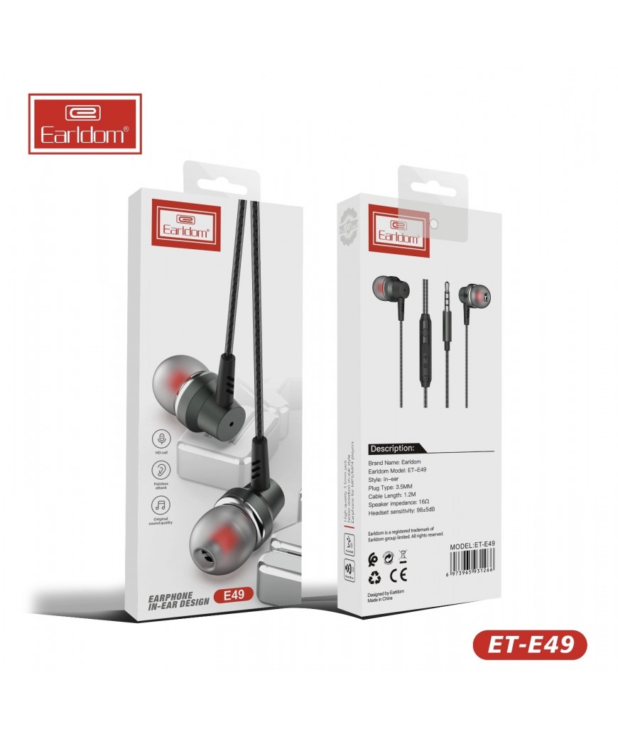 Tai nghe có dây Earldom E49 jack audio 3.5m