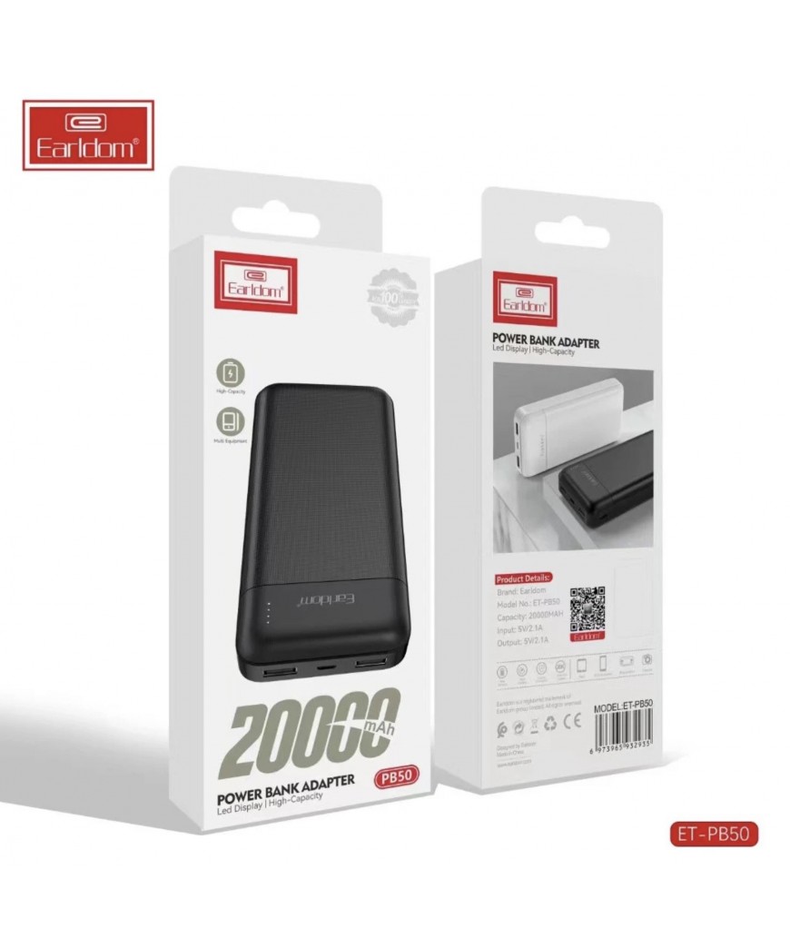 Sạc dự phòng Earldom 20.000mAh ET-PB50