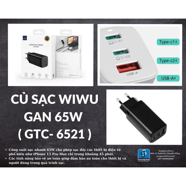 CỦ SẠC Wiwu 65w (GTC-6521) (WW-31002)
