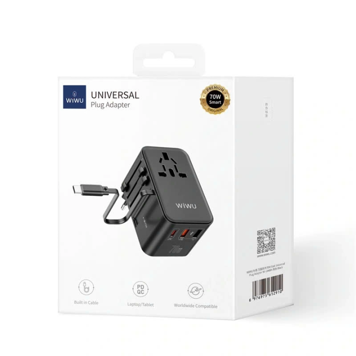 Bộ chuyển đổi WiWU Travel Universal UA004 70W GaN Charger(WW-31003)