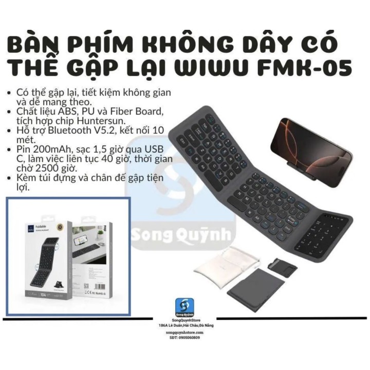 Bàn phím không dây có thể gập lại WiWU FMK-05 (WW-10002)