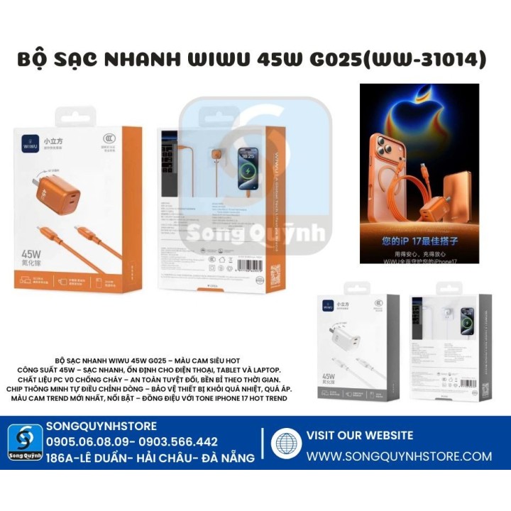 BỘ SẠC NHANH WIWU 45W G025 (WW-31014)