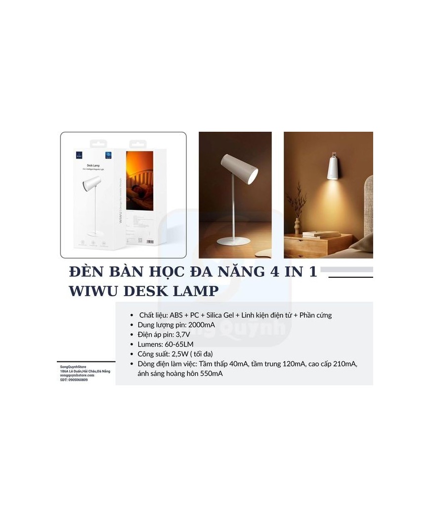 ĐÈN BÀN HỌC ĐA NĂNG 4 IN 1 WIWU DESK LAMP