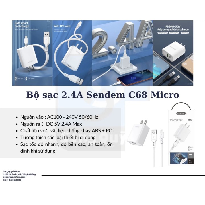 Bộ sạc 2.4A Sendem C68 Micro (AH-31105)