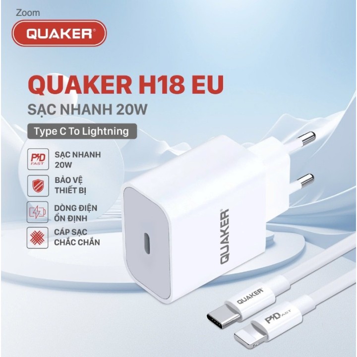 Bộ sạc Gan 20w Quaker H18 (AH-31119)