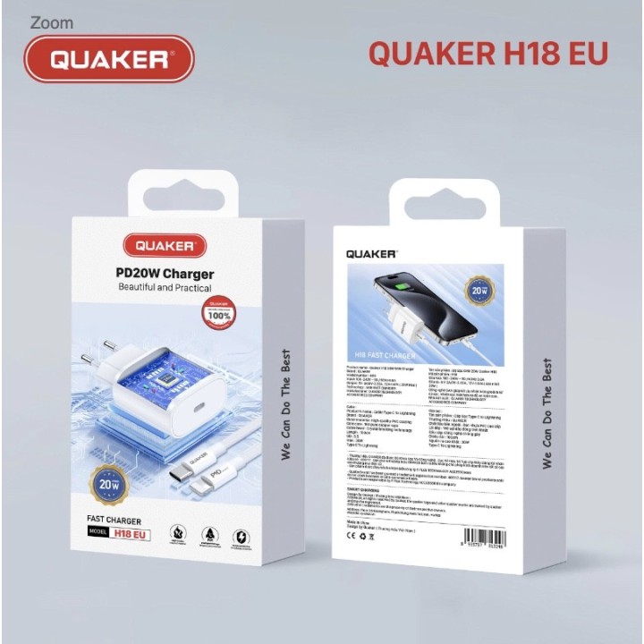 Bộ sạc Gan 20w Quaker H18 (AH-31119)
