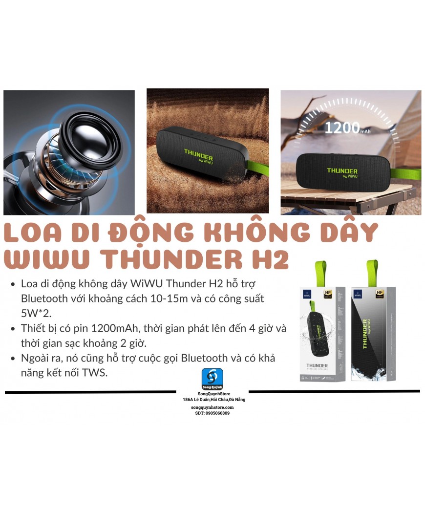 Loa di động không dây WiWU Thunder H2