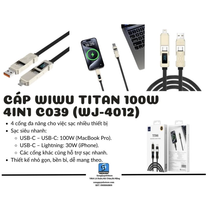 Cáp Wiwu Titan 100W 15CM 4IN1 C039 (WW-41000)
