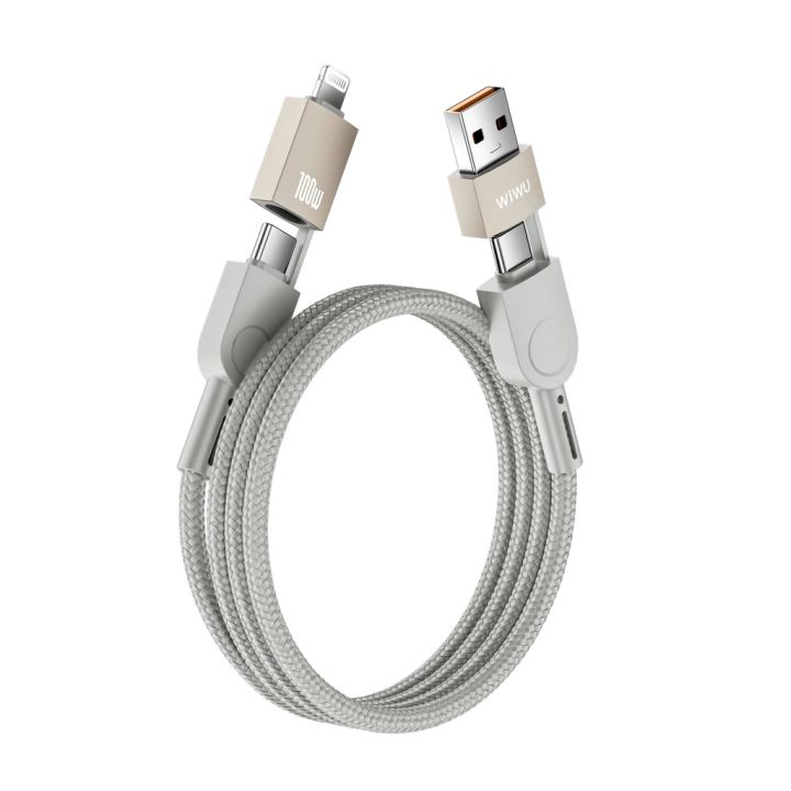 Cáp sạc Wiwu Raptor USB-A+USB-C to USB-C+iP Wi-C051 100W (1m2) (WW-41002)
