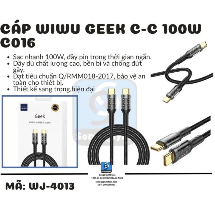 Cáp Wiwu  Geek C-C 100W C016 (WW-41004)