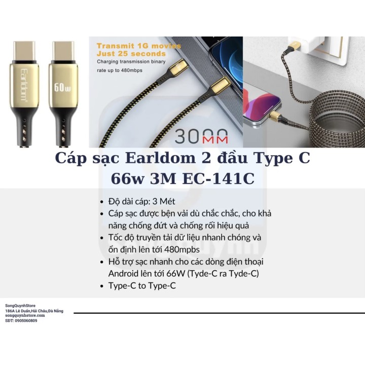 Cáp Earldom C to C 3m EC-141C 60w (AH-42000)