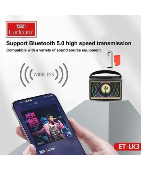 Loa Bluetooth Xách Tay Earldom ET-LK3 ( Kèm 2 Mic Không Dây)